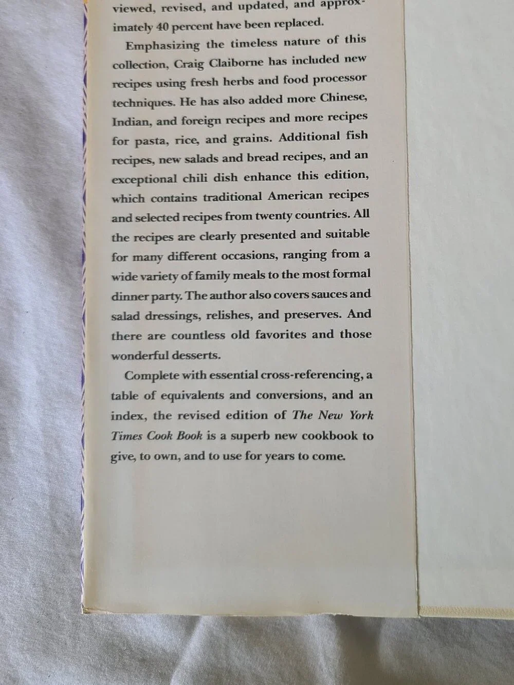 The New York Times Cookbook Revised Edition Craig Claiborne Hardcover